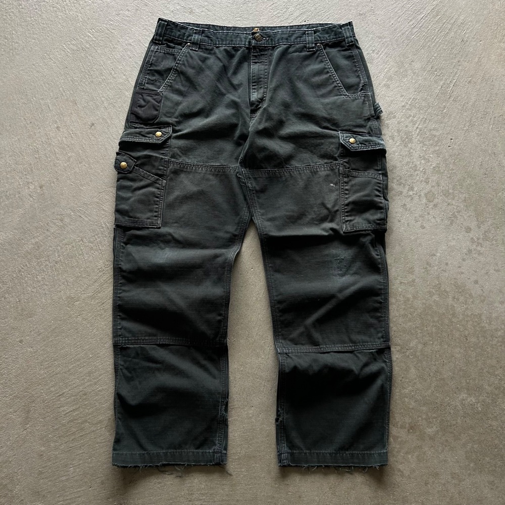 Carhartt Double Knee Cargo Pants Size‎ 40x32 Black B342 Duck Canvas Relaxed Fit